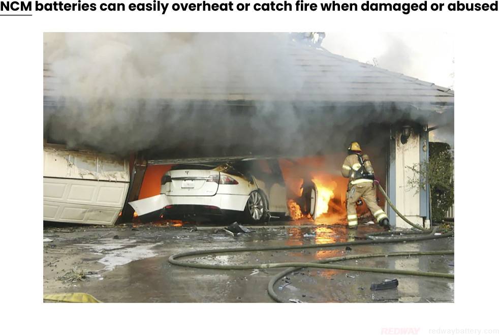 NCM batteries can easily overheat or catch fire when damaged or abused